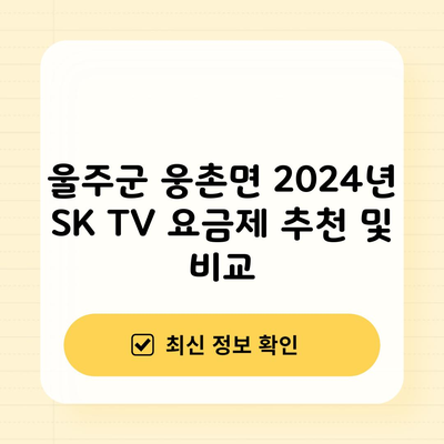 울주군 웅촌면 2024년 SK TV 요금제 추천 및 비교