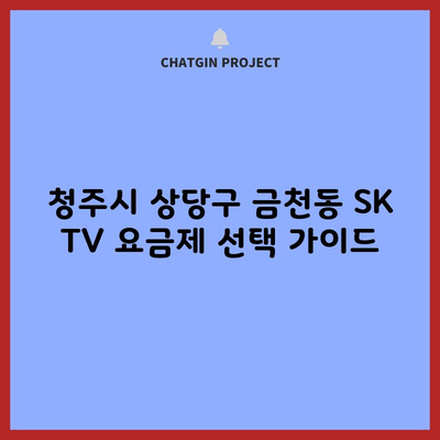 청주시 상당구 금천동 SK TV 요금제 선택 가이드