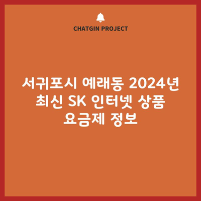 서귀포시 예래동 2024년 최신 SK 인터넷 상품 요금제 정보