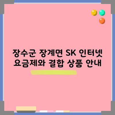 장수군 장계면 SK 인터넷 요금제와 결합 상품 안내