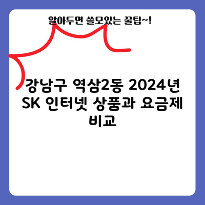 강남구 역삼2동 2024년 SK 인터넷 상품과 요금제 비교