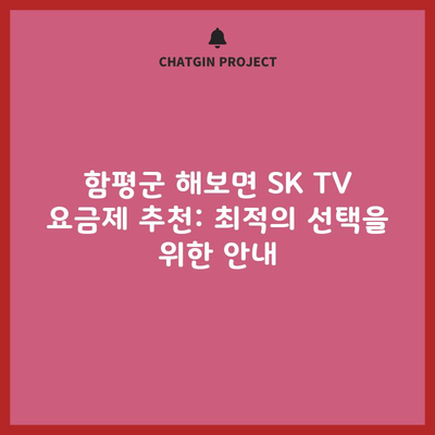 함평군 해보면 SK TV 요금제 추천: 최적의 선택을 위한 안내