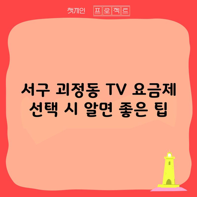 서구 괴정동 TV 요금제 선택 시 알면 좋은 팁