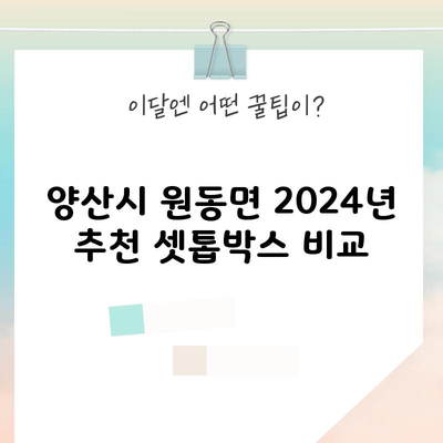 양산시 원동면 2024년 추천 셋톱박스 비교