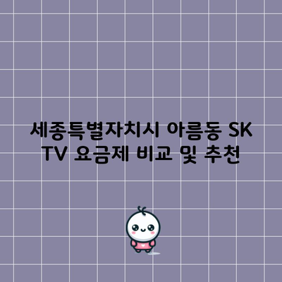 세종특별자치시 아름동 SK TV 요금제 비교 및 추천