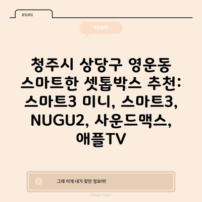 청주시 상당구 영운동 스마트한 셋톱박스 추천: 스마트3 미니, 스마트3, NUGU2, 사운드맥스, 애플TV