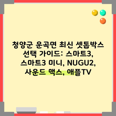 청양군 운곡면 최신 셋톱박스 선택 가이드: 스마트3, 스마트3 미니, NUGU2, 사운드 맥스, 애플TV