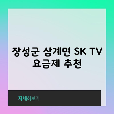 장성군 삼계면 SK TV 요금제 추천