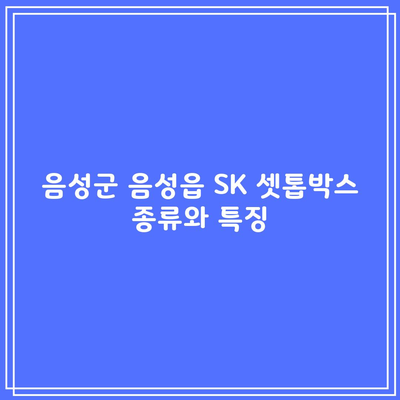 SK 셋톱박스 종류와 특징