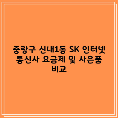 중랑구 신내1동 SK 인터넷 통신사 요금제 및 사은품 비교