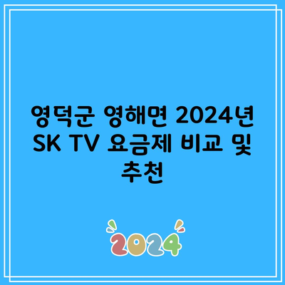 영덕군 영해면 2024년 SK TV 요금제 비교 및 추천