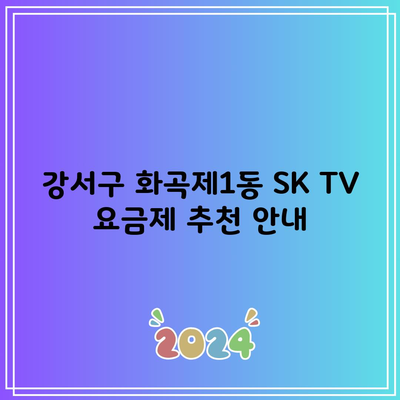 강서구 화곡제1동 SK TV 요금제 추천 안내