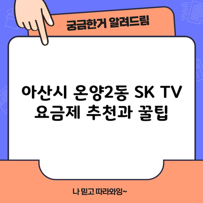 아산시 온양2동 SK TV 요금제 추천과 꿀팁