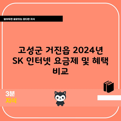 고성군 거진읍 2024년 SK 인터넷 요금제 및 혜택 비교