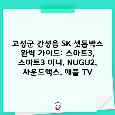 고성군 간성읍 SK 셋톱박스 완벽 가이드: 스마트3, 스마트3 미니, NUGU2, 사운드맥스, 애플 TV