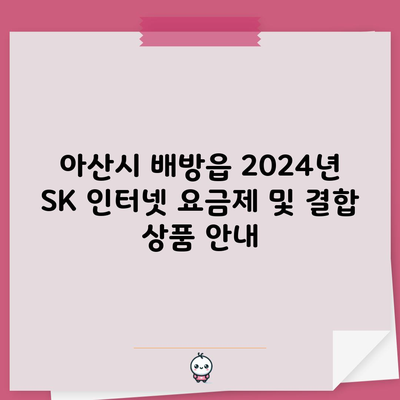 아산시 배방읍 2024년 SK 인터넷 요금제 및 결합 상품 안내