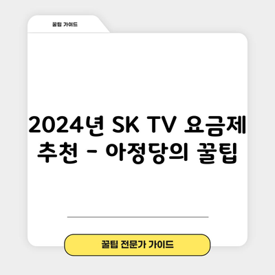 2024년 SK TV 요금제 추천 – 아정당의 꿀팁