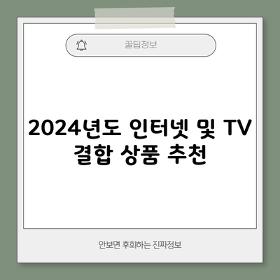 2024년도 인터넷 및 TV 결합 상품 추천