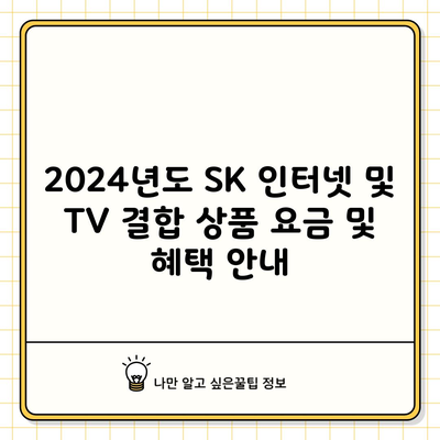 2024년도 SK 인터넷 및 TV 결합 상품 요금 및 혜택 안내