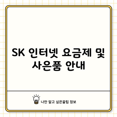 SK 인터넷 요금제 및 사은품 안내