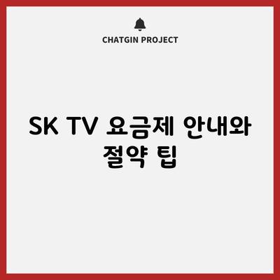 SK TV 요금제 안내와 절약 팁