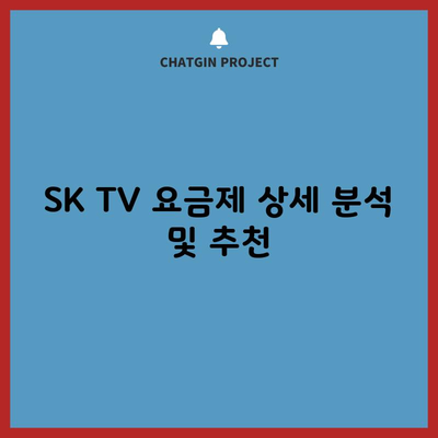 SK TV 요금제 상세 분석 및 추천