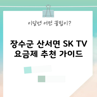 장수군 산서면 SK TV 요금제 추천 가이드