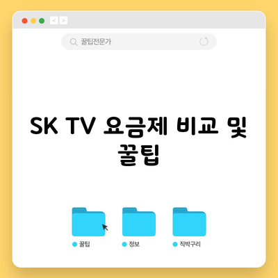 SK TV 요금제 비교 및 꿀팁