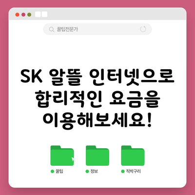 SK 알뜰 인터넷으로 합리적인 요금을 이용해보세요!