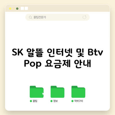 SK 알뜰 인터넷 및 Btv Pop 요금제 안내