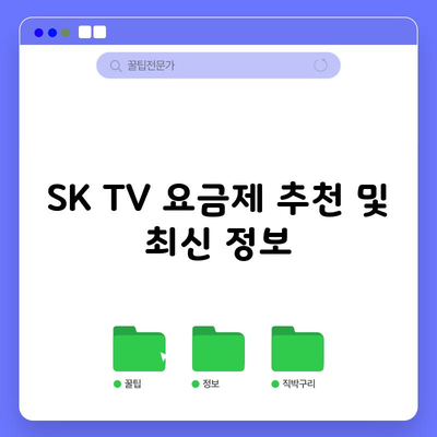 SK TV 요금제 추천 및 최신 정보