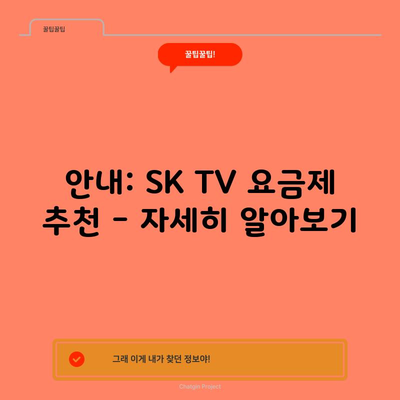 안내: SK TV 요금제 추천 – 자세히 알아보기