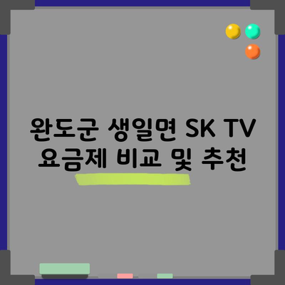 완도군 생일면 SK TV 요금제 비교 및 추천