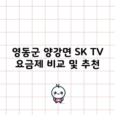 영동군 양강면 SK TV 요금제 비교 및 추천