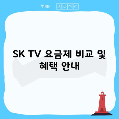 SK TV 요금제 비교 및 혜택 안내