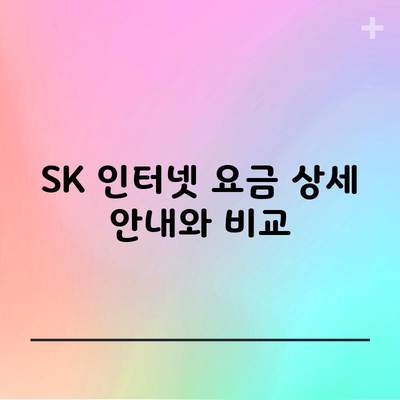 SK 인터넷 요금 상세 안내와 비교