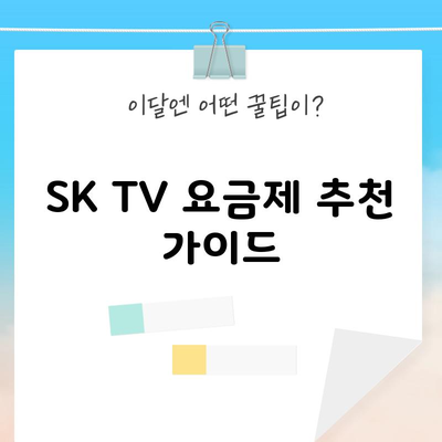 SK TV 요금제 추천 가이드