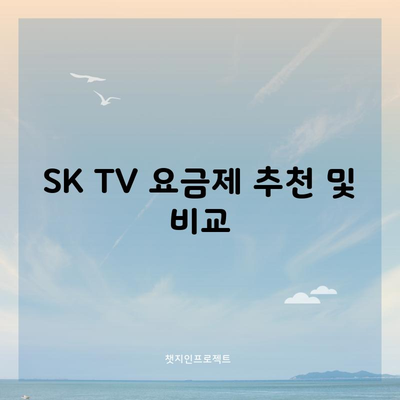 SK TV 요금제 추천 및 비교