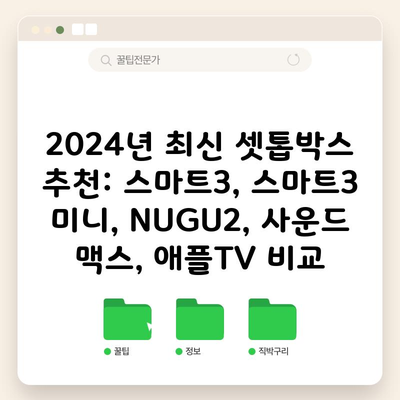 2024년 최신 셋톱박스 추천: 스마트3, 스마트3 미니, NUGU2, 사운드 맥스, 애플TV 비교