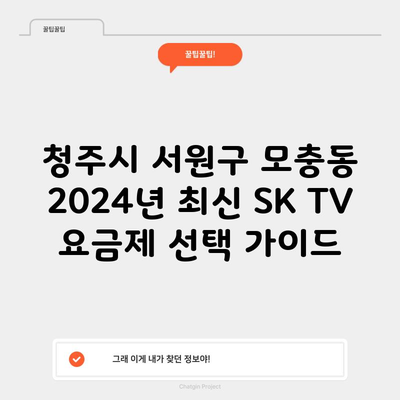 청주시 서원구 모충동 2024년 최신 SK TV 요금제 선택 가이드