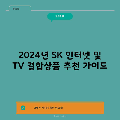 2024년 SK 인터넷 및 TV 결합상품 추천 가이드