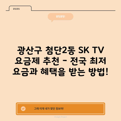 광산구 첨단2동 SK TV 요금제 추천 – 전국 최저 요금과 혜택을 받는 방법!