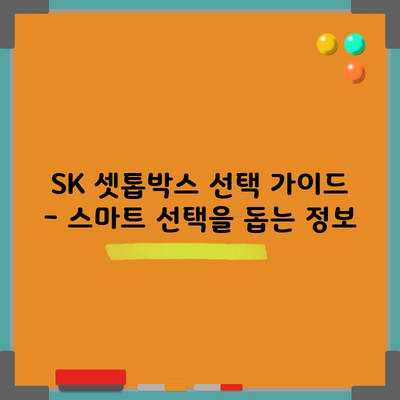 SK 셋톱박스 선택 가이드 – 스마트 선택을 돕는 정보