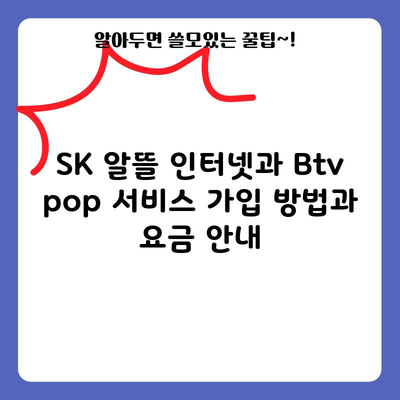 SK 알뜰 인터넷과 Btv pop 서비스 가입 방법과 요금 안내