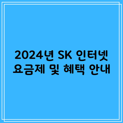 2024년 SK 인터넷 요금제 및 혜택 안내