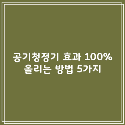 공기청정기 효과 100% 올리는 방법 5가지