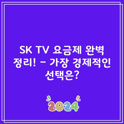 SK TV 요금제 완벽 정리! – 가장 경제적인 선택은?