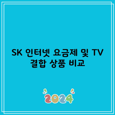 SK 인터넷 요금제 및 TV 결합 상품 비교