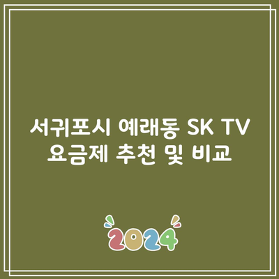 서귀포시 예래동 SK TV 요금제 추천 및 비교