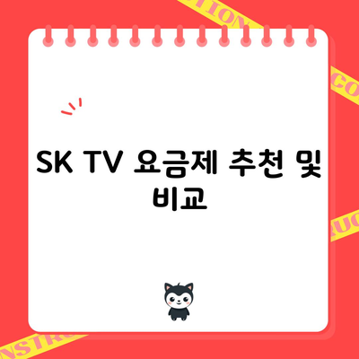 SK TV 요금제 추천 및 비교